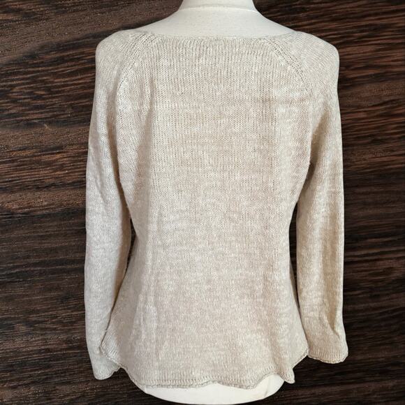 Free People PONY RIDE Blue Cloud Horse Pullover Sweater Sz L Womens Linen Wool + - Picture 3 of 7